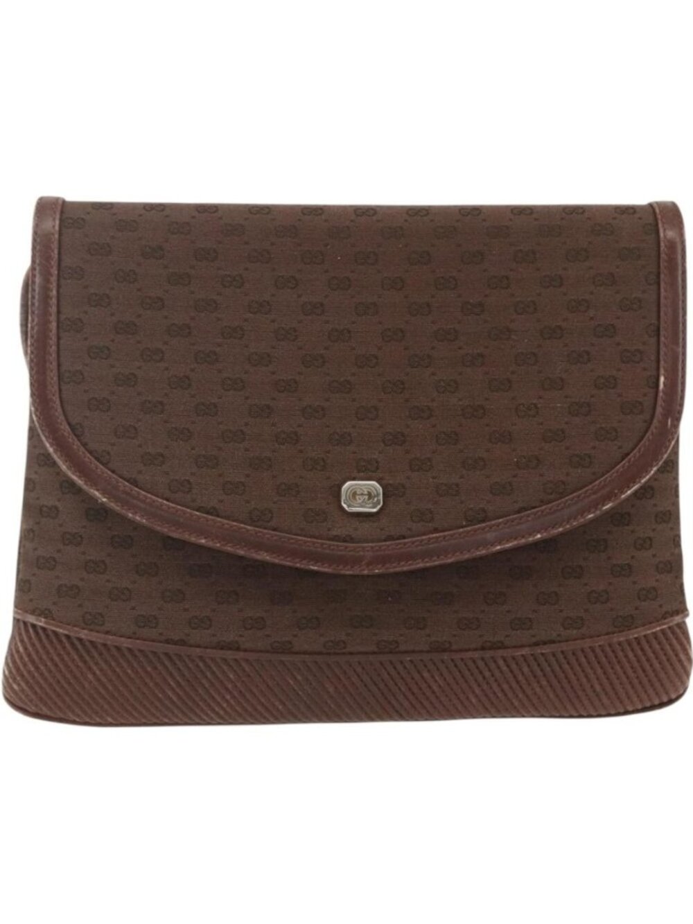 GUCCI Micro GG Canvas Shoulder Bag Brown Gold